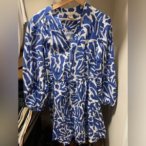 Blue/white button-front dress (Size XS)